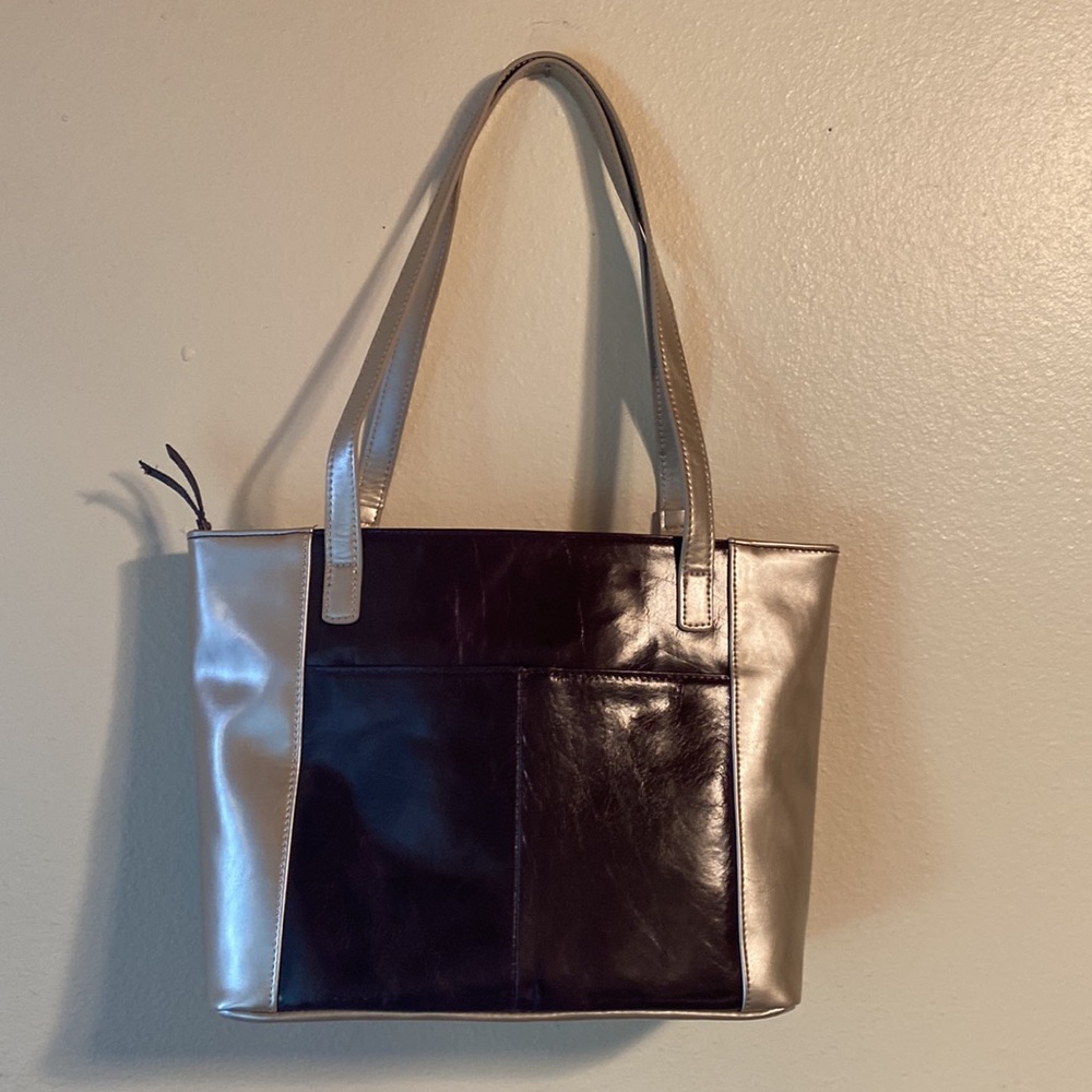 NWOT Silver Eggplant Purple Leather Purse